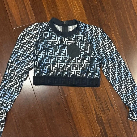 Fendi Black and Blue Monogram Crop Top - Picture 1 of 1